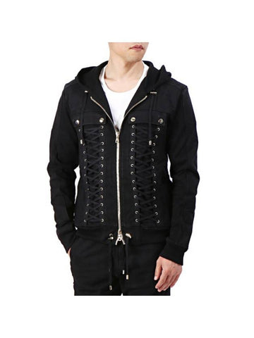 Cotton Hooded Jacket Black - BALMAIN - BALAAN 1