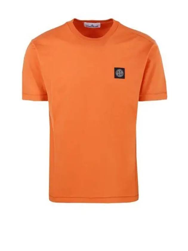 Logo Patch Cotton Short Sleeve T-Shirt Orange - STONE ISLAND - BALAAN 2