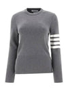 Milano Stitch Crewneck 4-Bar Cotton Crepe Knit Top Grey - THOM BROWNE - BALAAN 3