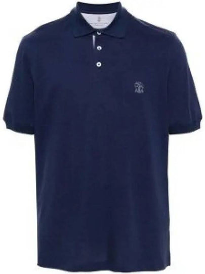 Logo Cotton Polo Shirt Navy - BRUNELLO CUCINELLI - BALAAN 2