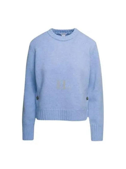 Metal Note Button Wool Knit Top Blue - BOTTEGA VENETA - BALAAN 2