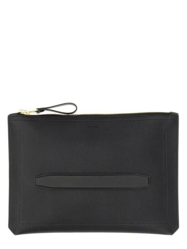 Zip-up Leather Clutch Bag Black - TOM FORD - BALAAN 1