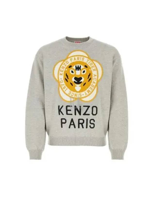 Tiger Academy Logo Knit Top Pale Grey - KENZO - BALAAN 2