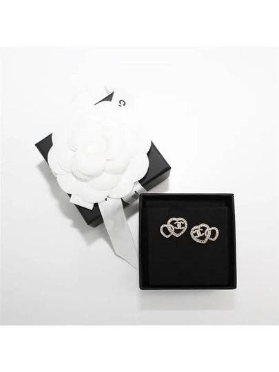 CC Logo Double Heart Earrings Gold - CHANEL - BALAAN 2