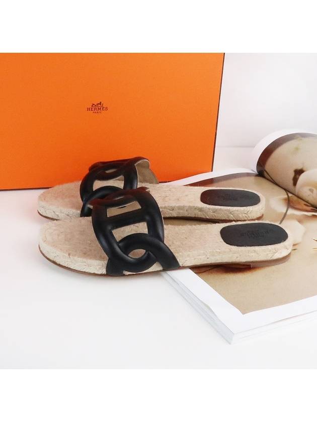 Famosa Espadrille Beige Black - HERMES - BALAAN.