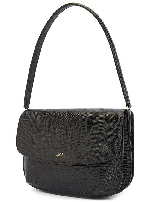 Sarah Embossed Lizard Leather Shoulder Bag Black - A.P.C. - BALAAN 3