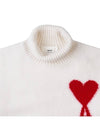 Heart Logo Knit Turtleneck White - AMI - BALAAN 4