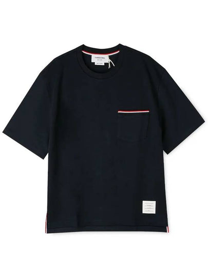 Cotton Oversized Pocket Short Sleeve T-Shirt Navy - THOM BROWNE - BALAAN 2