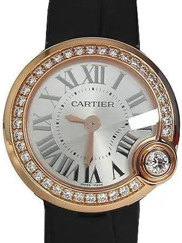 WJBL0004 Ballon Blanc 18K Pink Gold Diamond 26MM Women s Leather Watch - CARTIER - BALAAN 1