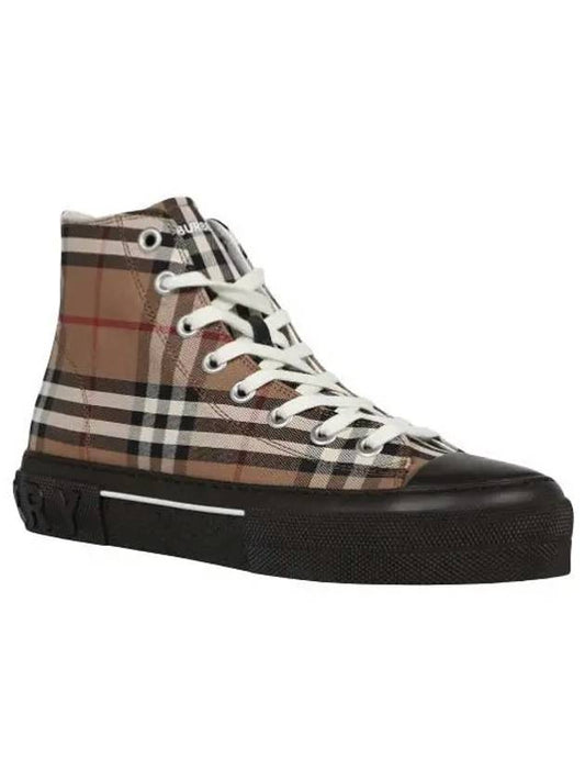 Vintage Check Stripe Logo High Top Sneakers Brown - BURBERRY - BALAAN 2