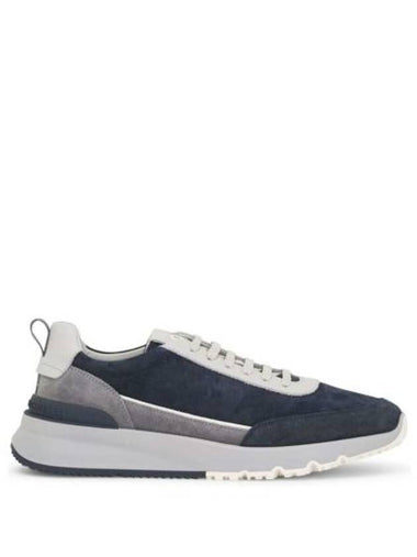 Panel Lace-Up Leather Low-Top Sneakers Navy - BRUNELLO CUCINELLI - BALAAN 1