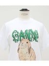 Logo rabbit print short sleeve t-shirt - GANNI - BALAAN 3