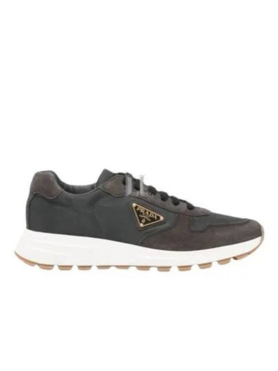 Prax 01 Delave Re-Nylon Suede Leather Low-Top Sneakers Black - PRADA - BALAAN 2