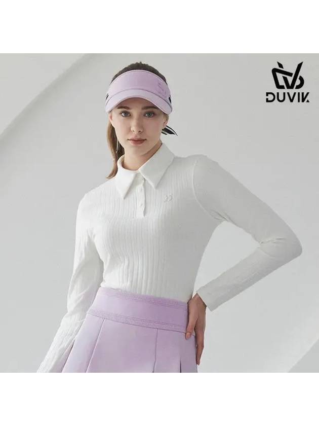 Women s wide collar ribbed long sleeve t shirt DE3WTS162WH - DUVIK - BALAAN 2