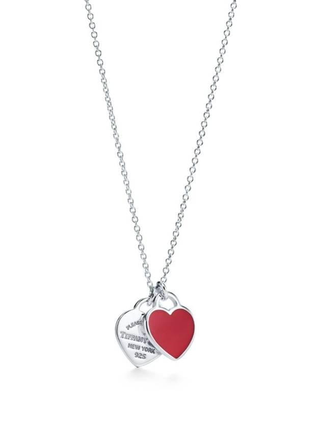 Double Red Heart Pendant Necklace Silver - TIFFANY & CO. - BALAAN 2