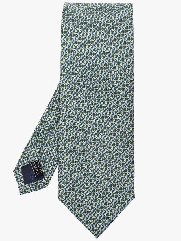 Men's Gancini Logo Silk Tie Green - SALVATORE FERRAGAMO - BALAAN 2