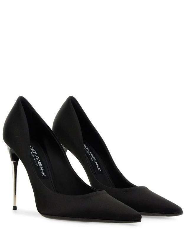 DC logo lettering pointed toe satin Pumps black - DOLCE&GABBANA - BALAAN 3