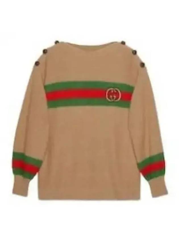 Web Interlocking GG Knit Top Camel - GUCCI - BALAAN 2