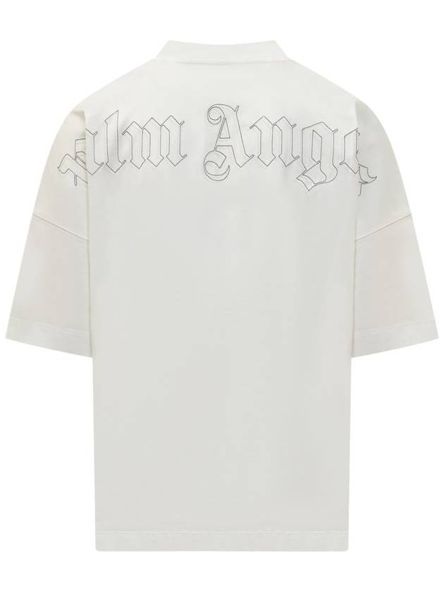 Palm Angels Embroidered Monogram Short Sleeve T Shirt Off White - PALM ANGELS - BALAAN 3