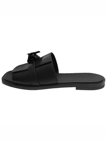 H231736Z H02 Gabriel Calfskin Black PVD Hardware Sandals Noir Men's Shoes TEO - HERMES - BALAAN 1