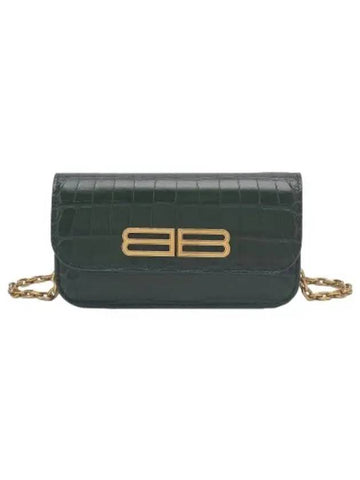 Crocodile Gossip Chain Cross Bag Dark Green - BALENCIAGA - BALAAN 1