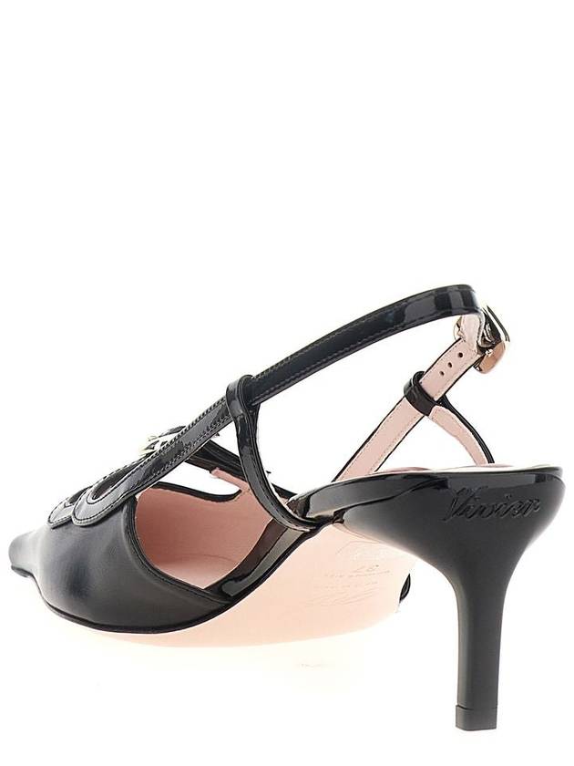 Viv' Canard Metal Mini Buckle Slingback Heel Black - ROGER VIVIER - BALAAN 4