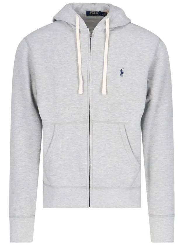 Embroidered Pony Logo Zip Up Hoodie Grey - POLO RALPH LAUREN - BALAAN 2