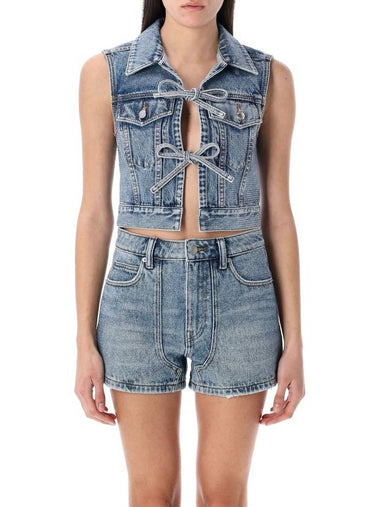 Clear Bead Hotfix denim vest - ALEXANDER WANG - BALAAN 1