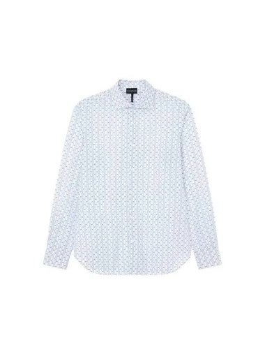 Men s Eagle Stripe Pattern Cotton Shirt White 271442 - EMPORIO ARMANI - BALAAN 1