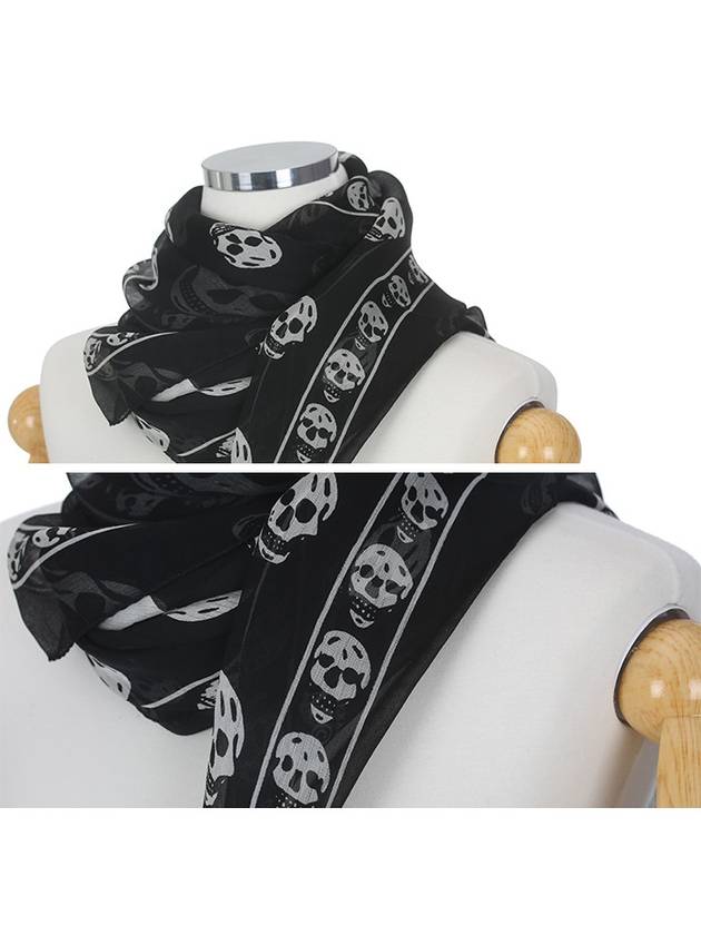 Skull Print Silk Scarf Black - ALEXANDER MCQUEEN - BALAAN 4