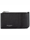 Leather Zipper Classic Fragment Card Wallet Black - SAINT LAURENT - BALAAN 2