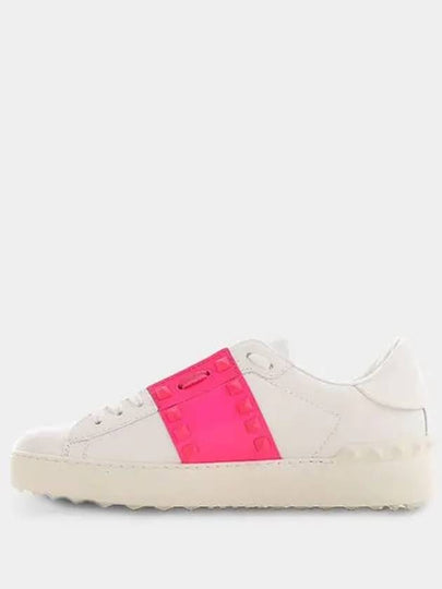 Rockstud Open Low Top Sneakers White Pink - VALENTINO - BALAAN 2