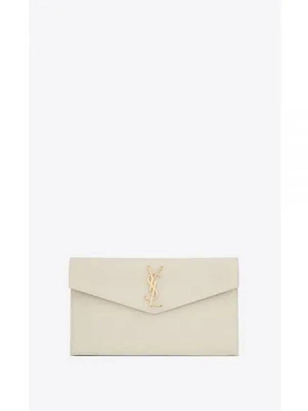 Uptown Grain de Poudre Embossed Leather Clutch Bag Blanc Vintage - SAINT LAURENT - BALAAN 2