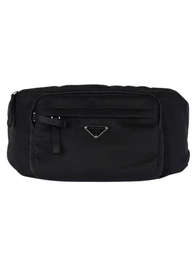 Testo Triangle Logo Nylon Belt Bag Black - PRADA - BALAAN 1