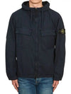 Cotton Twill Stretch Hooded Jacket Navy - STONE ISLAND - BALAAN 3