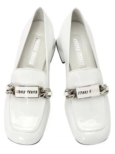 Women's Logo Patent Leather Pumps White - MIU MIU - BALAAN 2