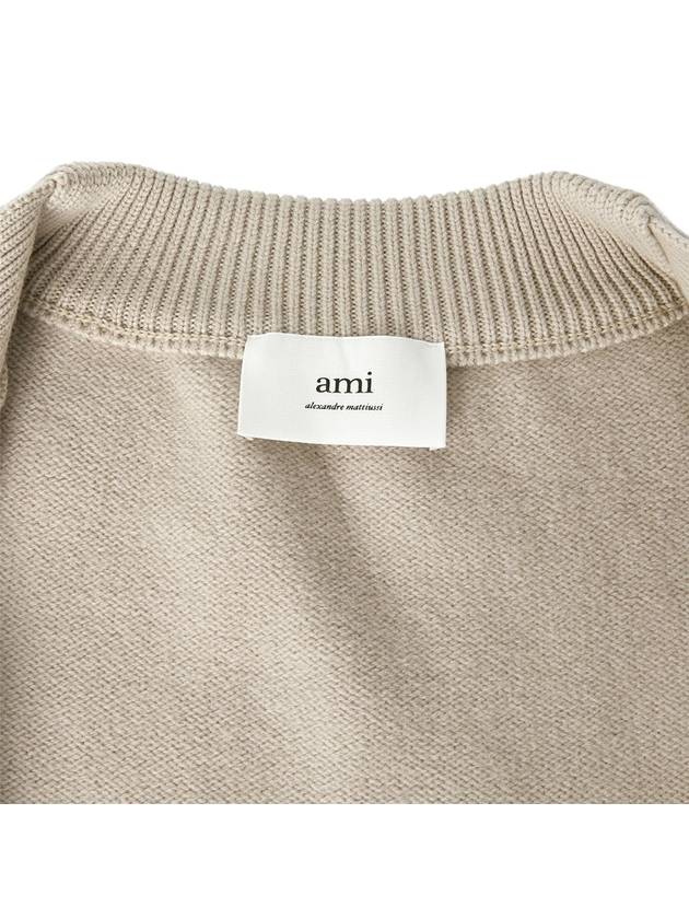 De Coeur Logo Wool Cardigan Light Beige - AMI - BALAAN 8