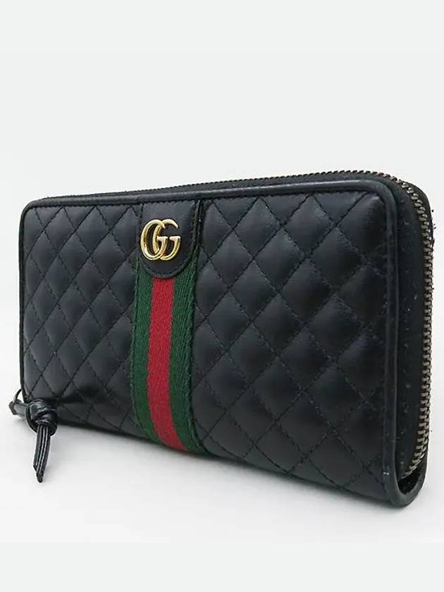 536450 Black leather GG web gold logo three stripe zipper long wallet - GUCCI - BALAAN 3