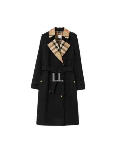 Check Panel Gabardine Trench Coat Black - BURBERRY - BALAAN 2