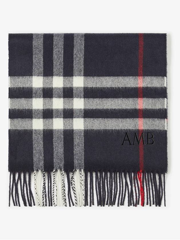 Check Cashmere Scarf Navy - BURBERRY - BALAAN 4