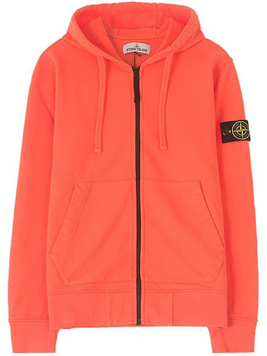 Wappen Patch Pocket Zip Up Hoodie Orange - STONE ISLAND - BALAAN 2