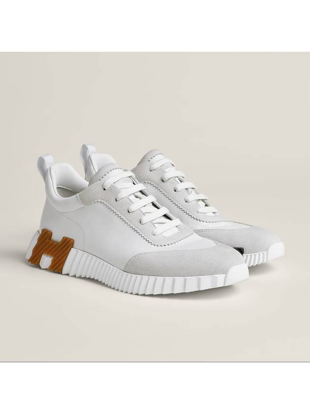 Bouncing Sneakers Calfskin Suede Goatskin Blanc - HERMES - BALAAN 4