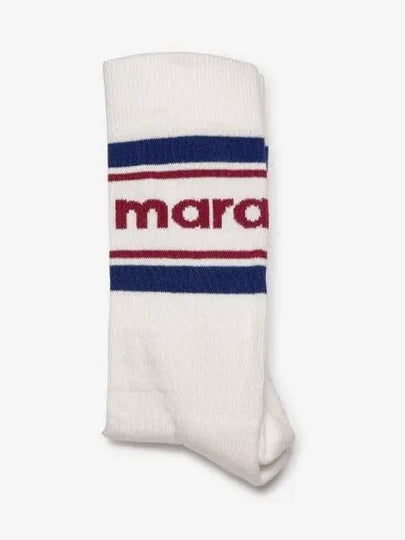 Dona Logo Print Socks White Navy - ISABEL MARANT - BALAAN 2