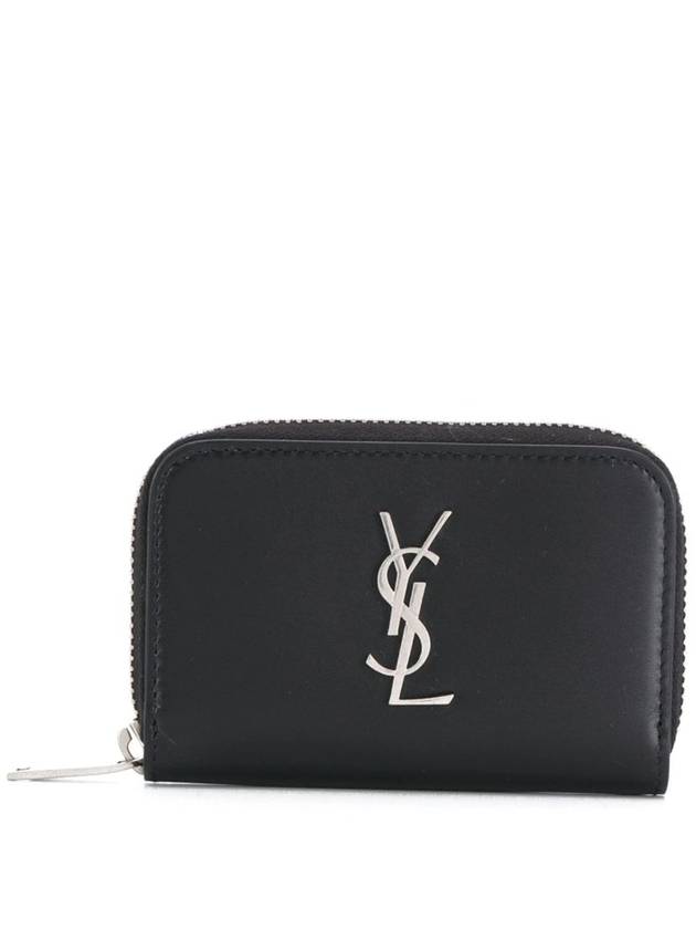 Monogram Zipper Silver Card Wallet Black - SAINT LAURENT - BALAAN 2