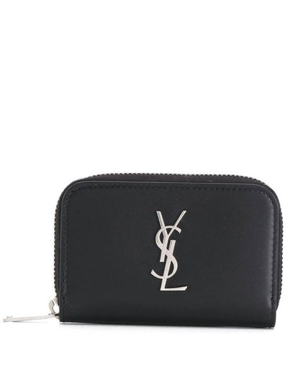 Monogram Zipper Silver Card Wallet Black - SAINT LAURENT - BALAAN 2