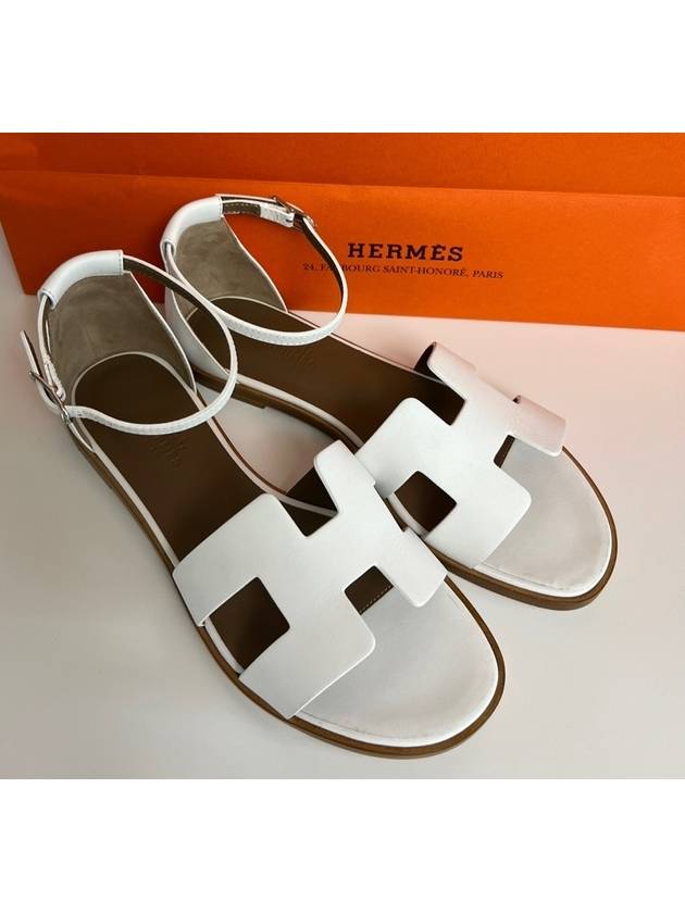 Santorini Calfskin Sandals Blanc - HERMES - BALAAN 2