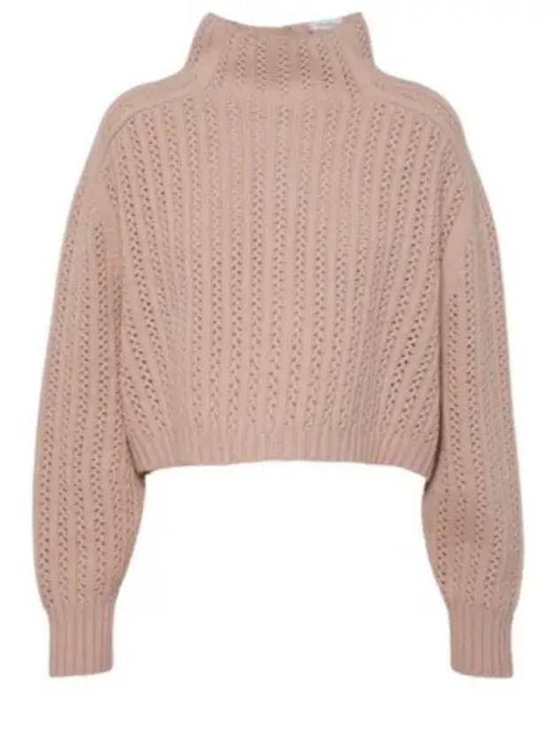 High Neck Back Button Crop Knit Top Pink - MAX MARA - BALAAN 2