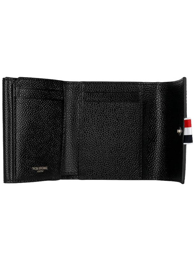 RWB Stripe Pebble Leather Tri-fold Half Wallet Black - THOM BROWNE - BALAAN 6