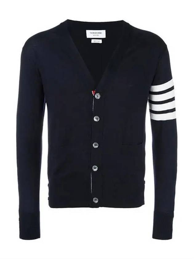 Men's Sustainable Classic Diagonal Wool Cardigan Navy - THOM BROWNE - BALAAN 2