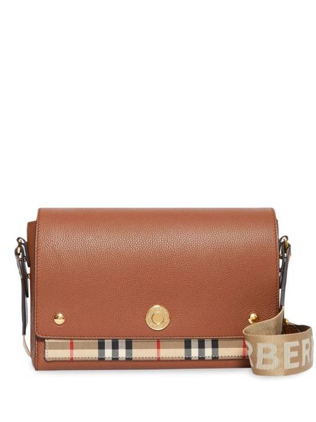 Leather and Vintage Check Note Crossbody Bag Tan - BURBERRY - BALAAN 2